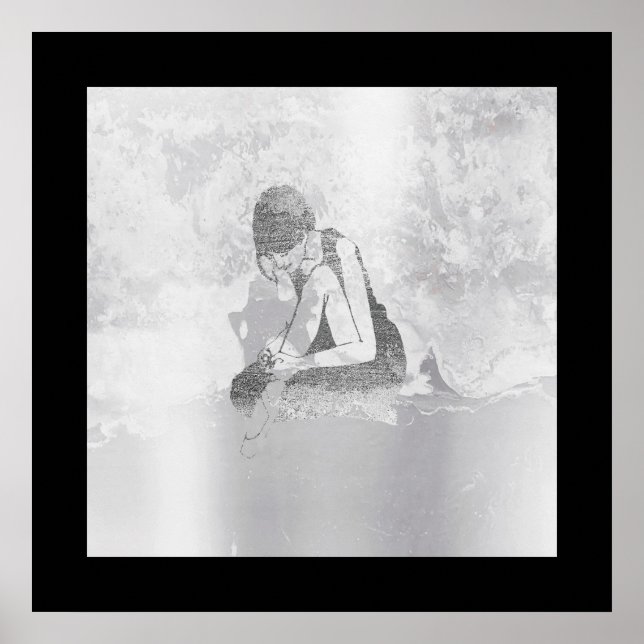 Ballerina  Woman Body Silver Grey Wall Cement Poster (Front)