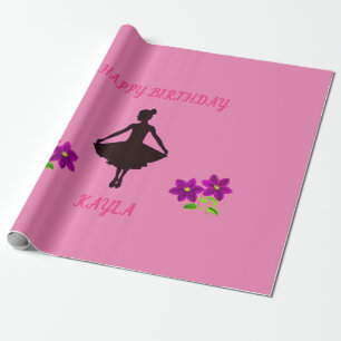 Ballerina wrapping paper customised with name.