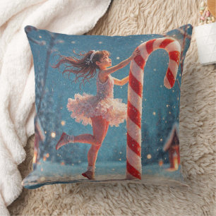 Ballerina Young Girl, Santa's Candy Cane Christmas Cushion