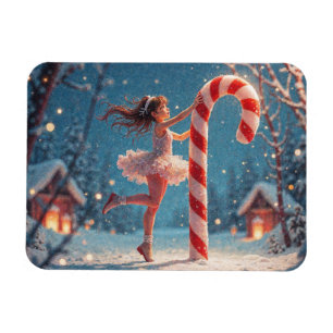 Ballerina Young Girl, Santa's Candy Cane Christmas Magnet