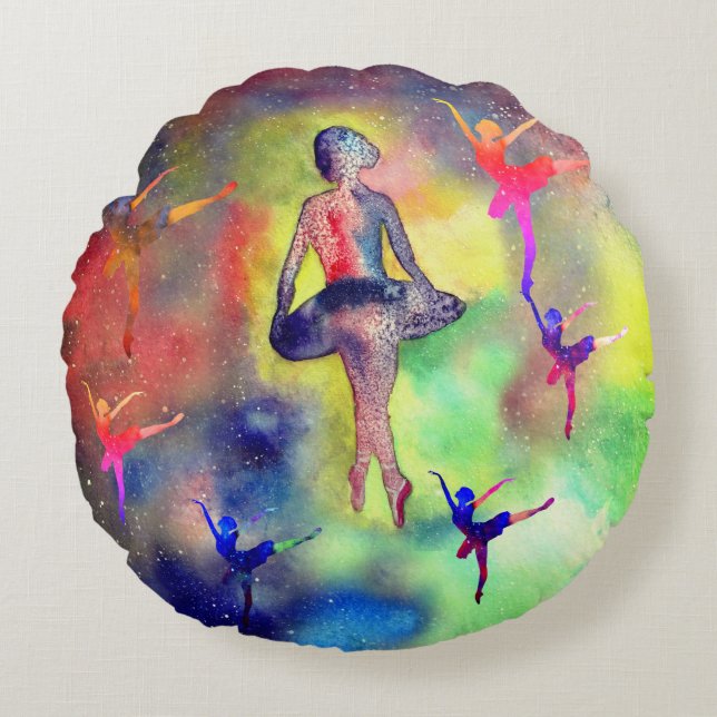 Ballerinas  among Stars Round Cushion (Front)