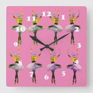 Ballerinas Ballet Dancers  Square Wall Clock