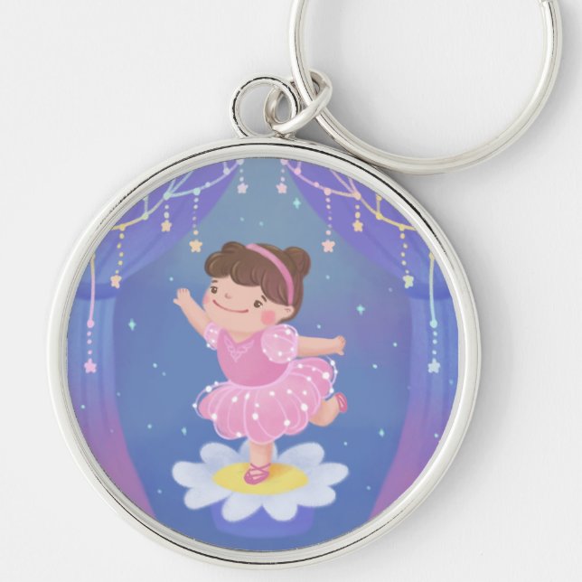 Ballerina's Dream Fantasy Illustration Key Ring (Front)