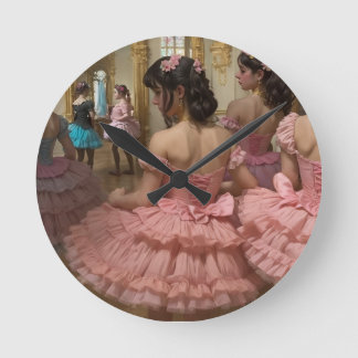 Ballerinas in a large rococo-style room round clock