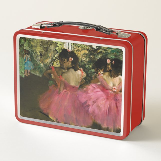 Ballerinas in Pink by Edgar Degas Metal Lunch Box (Back)