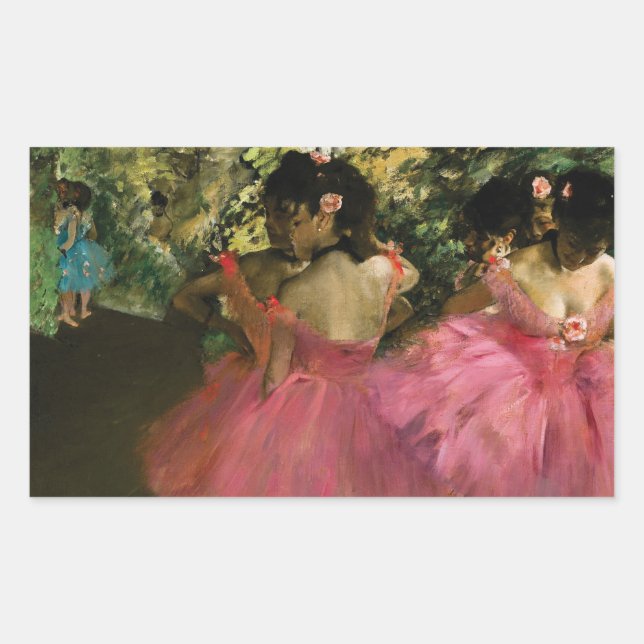 Ballerinas in Pink by Edgar Degas Rectangular Sticker (Front)