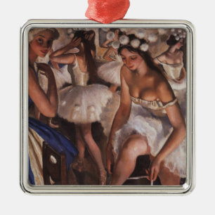 Ballerinas in the Dressing Room (by Serebriakova) Metal Tree Decoration