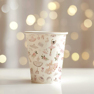 Ballerinas watercolor blush pink birthday party paper cups