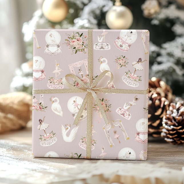 Ballerinas watercolor blush pink birthday party wrapping paper (Creator Uploaded)