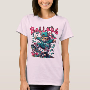 Ballers Rich Cat – Money Skate Streetwear Design T-Shirt