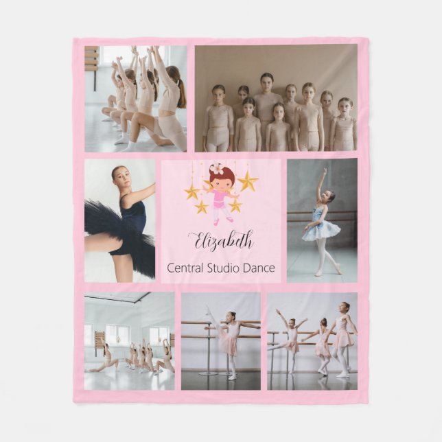 Ballet 7 Photo Collage Pink Fleece Blanket (Front)