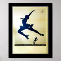 Ballet and Roller skates Vintage Poster