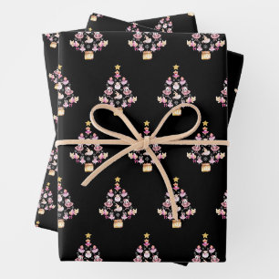 Ballet Animals Ballerina Christmas Tree Wrapping Paper Sheet
