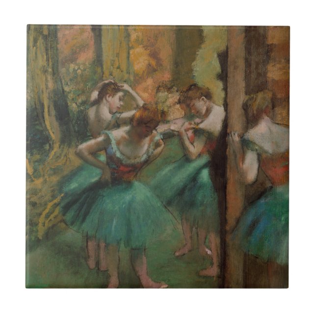 Ballet Artwork Dancers Pink and Green Edgar Degas Tile (Front)