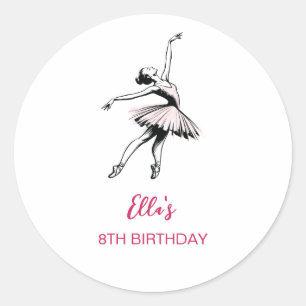 Ballet Ballerina Birthday Party Girl Classic Round Sticker