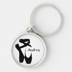 Ballet Ballerina Black Pointe Shoes Custom Basic Key Ring