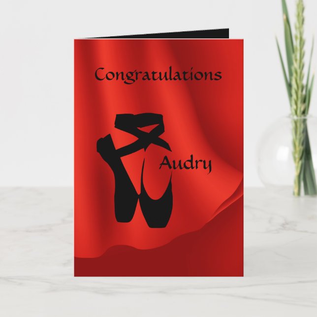 Ballet Ballerina Congratulations Pointe Shoes Card (Front)