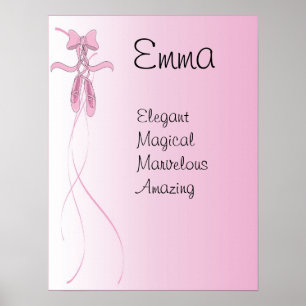 Ballet Ballerina Girls Name Art Poster Print
