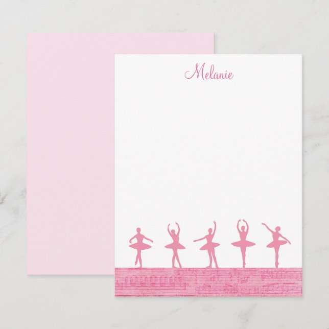 Ballet Ballerina Girly Pink Template Note Card (Front/Back)