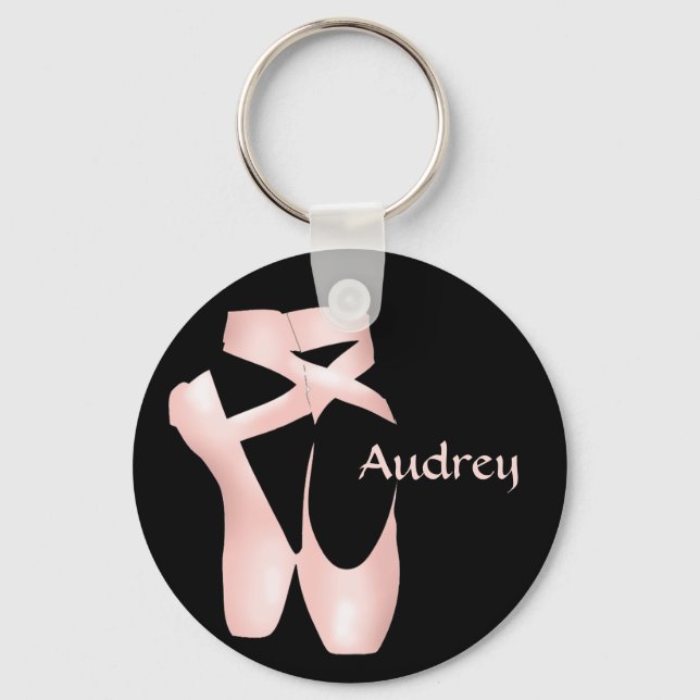 Ballet Ballerina Pink Pointe Shoes Custom Basic Key Ring (Front)