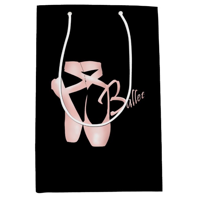 Ballet Ballerina Pink Pointe Shoes M Gift Bag (Front)