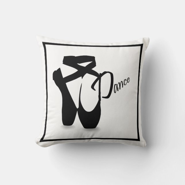 Ballet Ballerina Pointe Shoes Black Dance Pillow (Front)