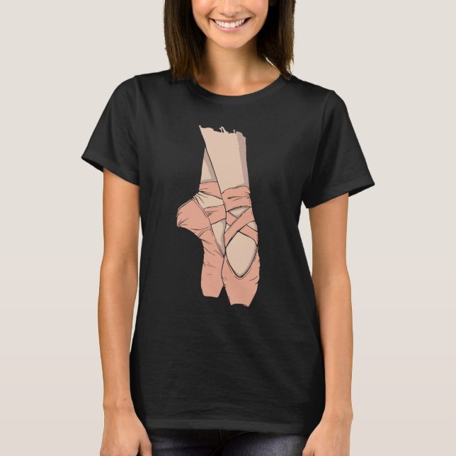Ballet Ballerina Pointe Shoes Point Women Girls Ki T-Shirt (Front)