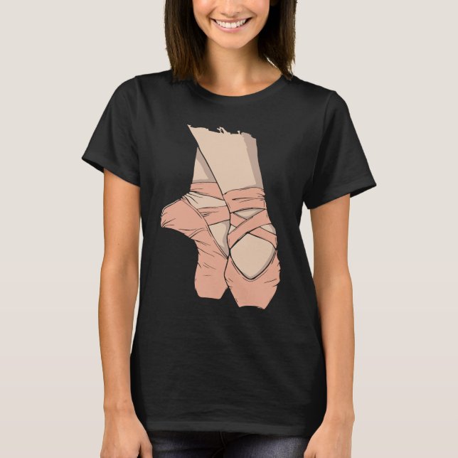 Ballet Ballerina Pointe Shoes Point Women Girls Ki T-Shirt (Front)