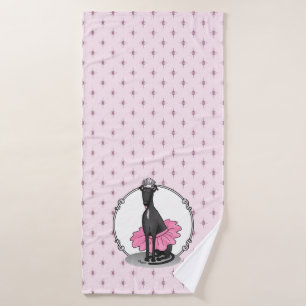 Ballet Ballerina Princess Greyhound Dog (black) Bath Towel Set