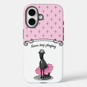 Ballet Ballerina Princess Greyhound Dog (black) iPhone 16 Case