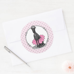 Ballet Ballerina Princess Greyhound Dog (black) Classic Round Sticker