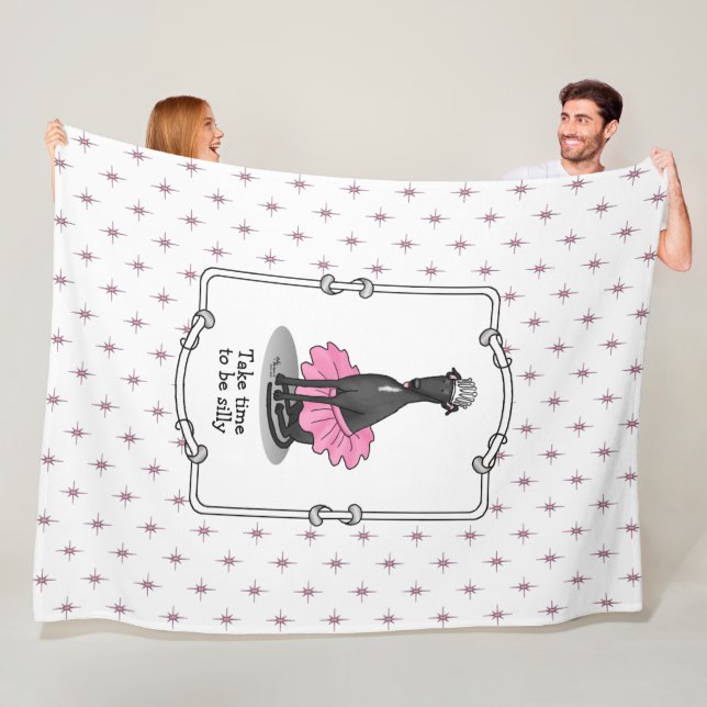 Ballet Ballerina Princess Greyhound Dog (black) Fleece Blanket (In Situ)