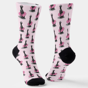 Ballet Ballerina Princess Greyhound Dog (black) Socks