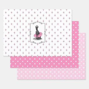 Ballet Ballerina Princess Greyhound Dog (black) Wrapping Paper Sheet