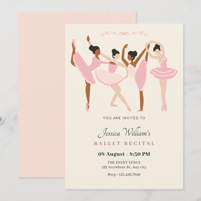Ballet Ballerina recital Invitation (Front/Back)
