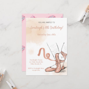 Ballet Ballerina Rose Pink Birthday Invitation