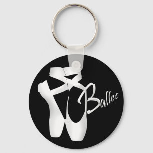 Ballet Ballerina White Pointe Shoes Basic Key Ring