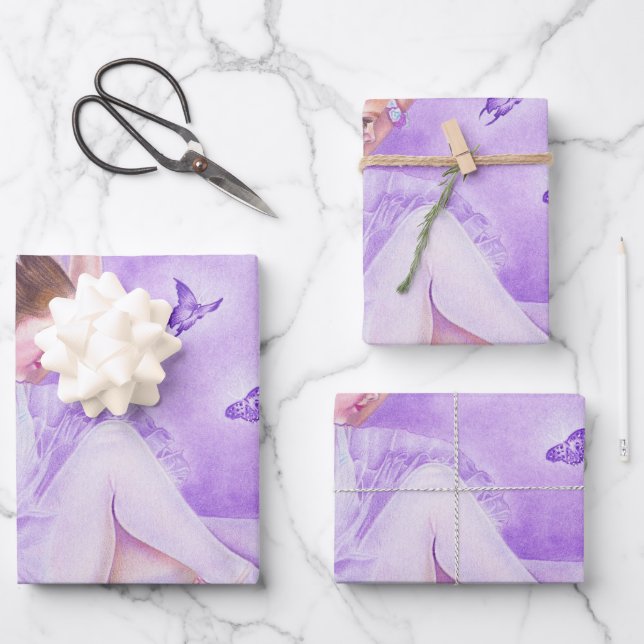 Ballet ballerina wrapping paper sheet (Front)