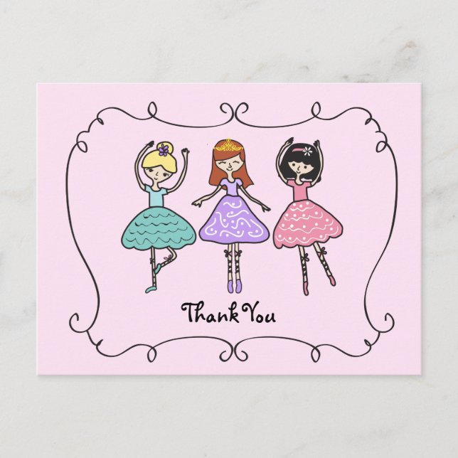 Ballet Ballerinas Thank You Postcard (Front)