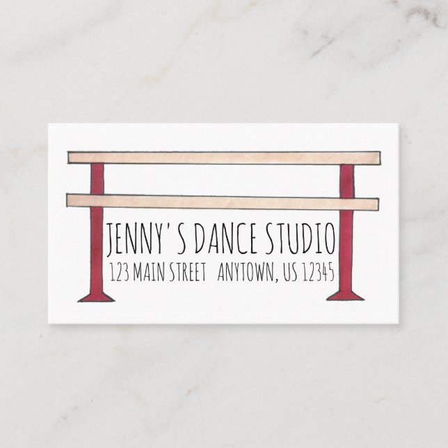 Ballet Barre Ballerina Dance Teacher Studio Dancer Business Card (Front)