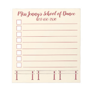 Ballet Barre Dance Studio Teacher Personalised Notepad