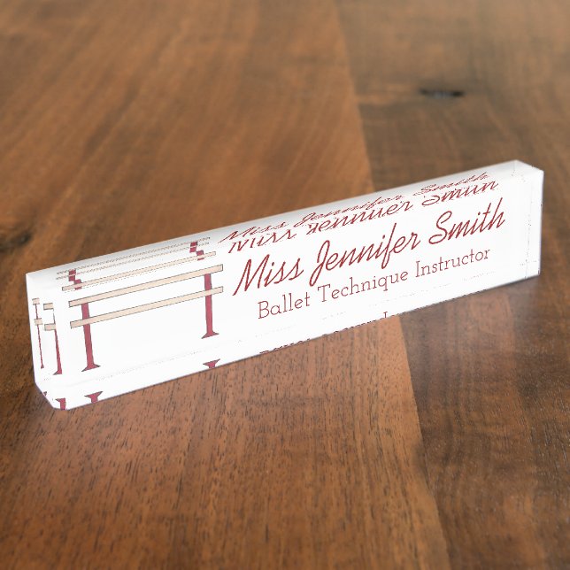 Ballet Barre Dance Teacher Instructor Ballerina Nameplate (Side)