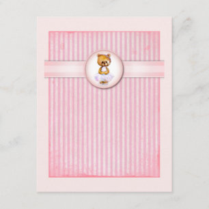 Ballet Bear Vintage Pink Candy Birthday Invitation