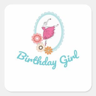 Ballet Birthday Birthday Outfit for Ballerina Square Sticker