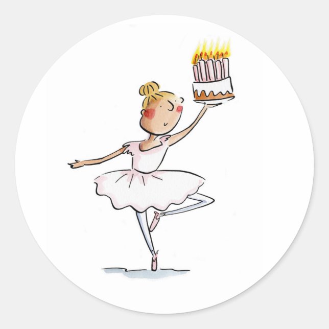 Ballet Birthday Classic Round Sticker (Front)
