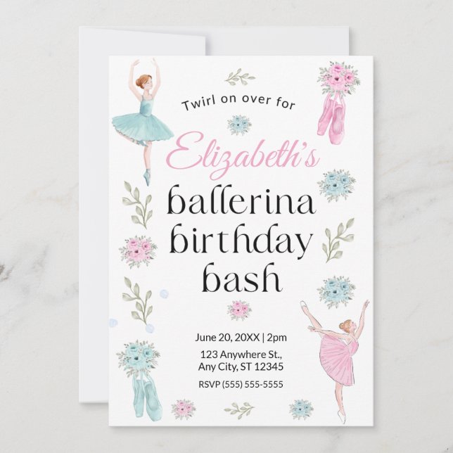 Ballet Birthday Invitation (Front)