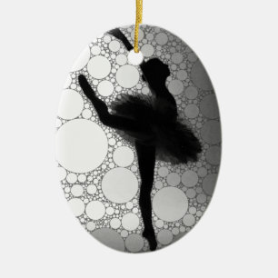 Ballet Black White Dancing Ballerina Ceramic Tree Decoration