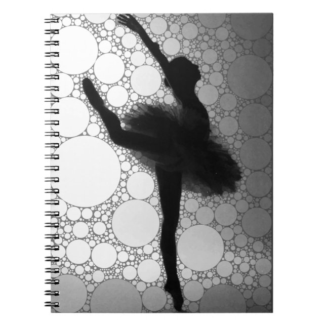 Ballet Black White Dancing Ballerina Notebook (Front)