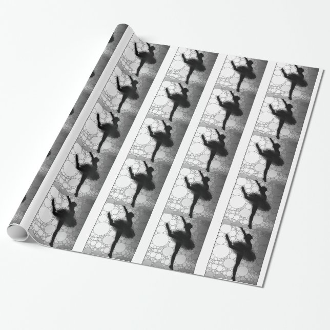 Ballet Black White Dancing Ballerina Wrapping Paper (Unrolled)