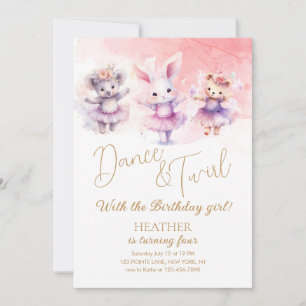 Ballet Bunny Dance Birthday Invitation